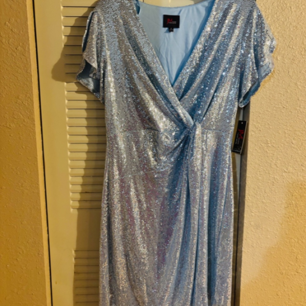John Meyer JM Studio Dress Sequin Sparkly Party Cocktail Wedding Guest Size 14